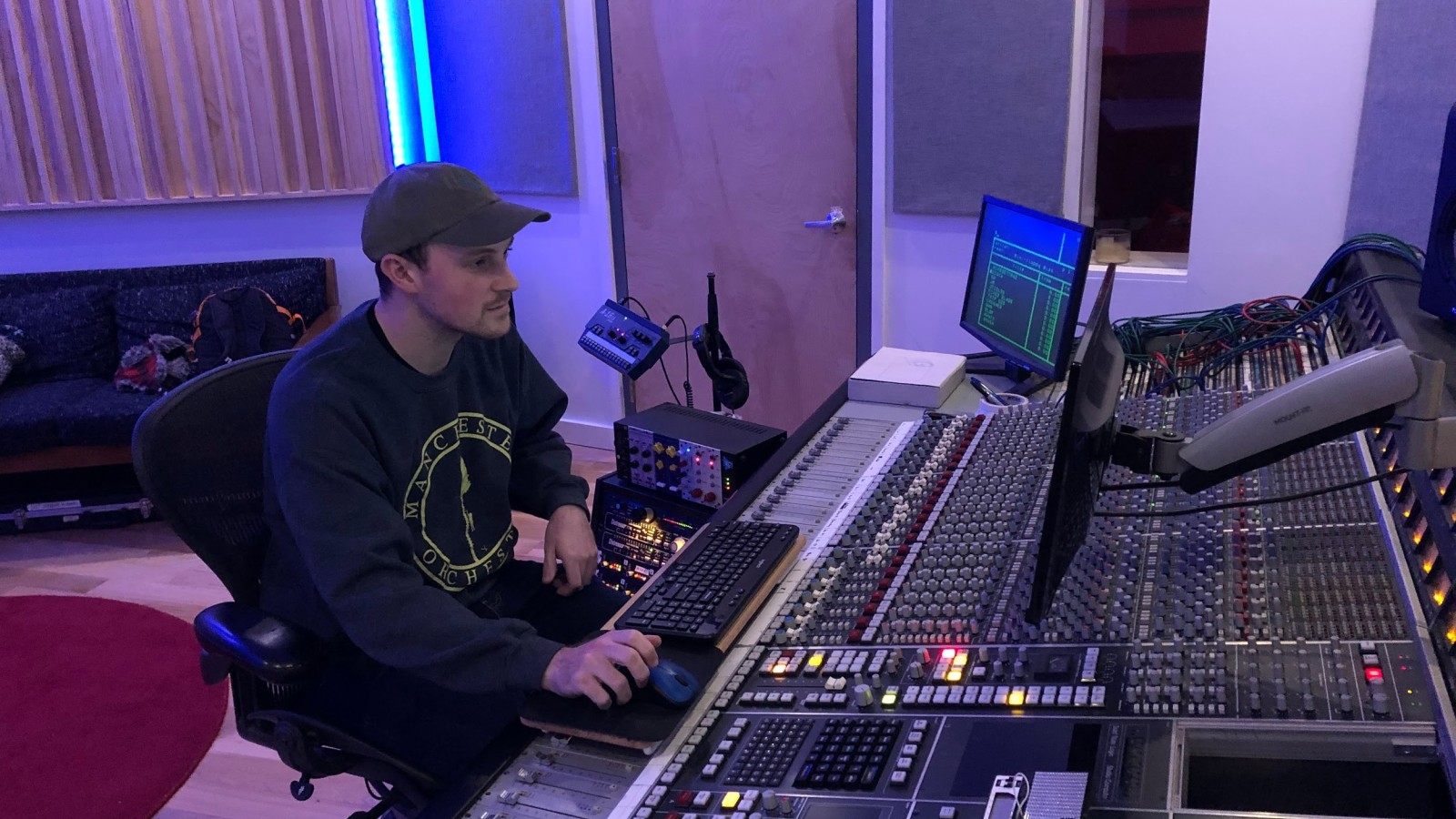 Connor in a sound studio