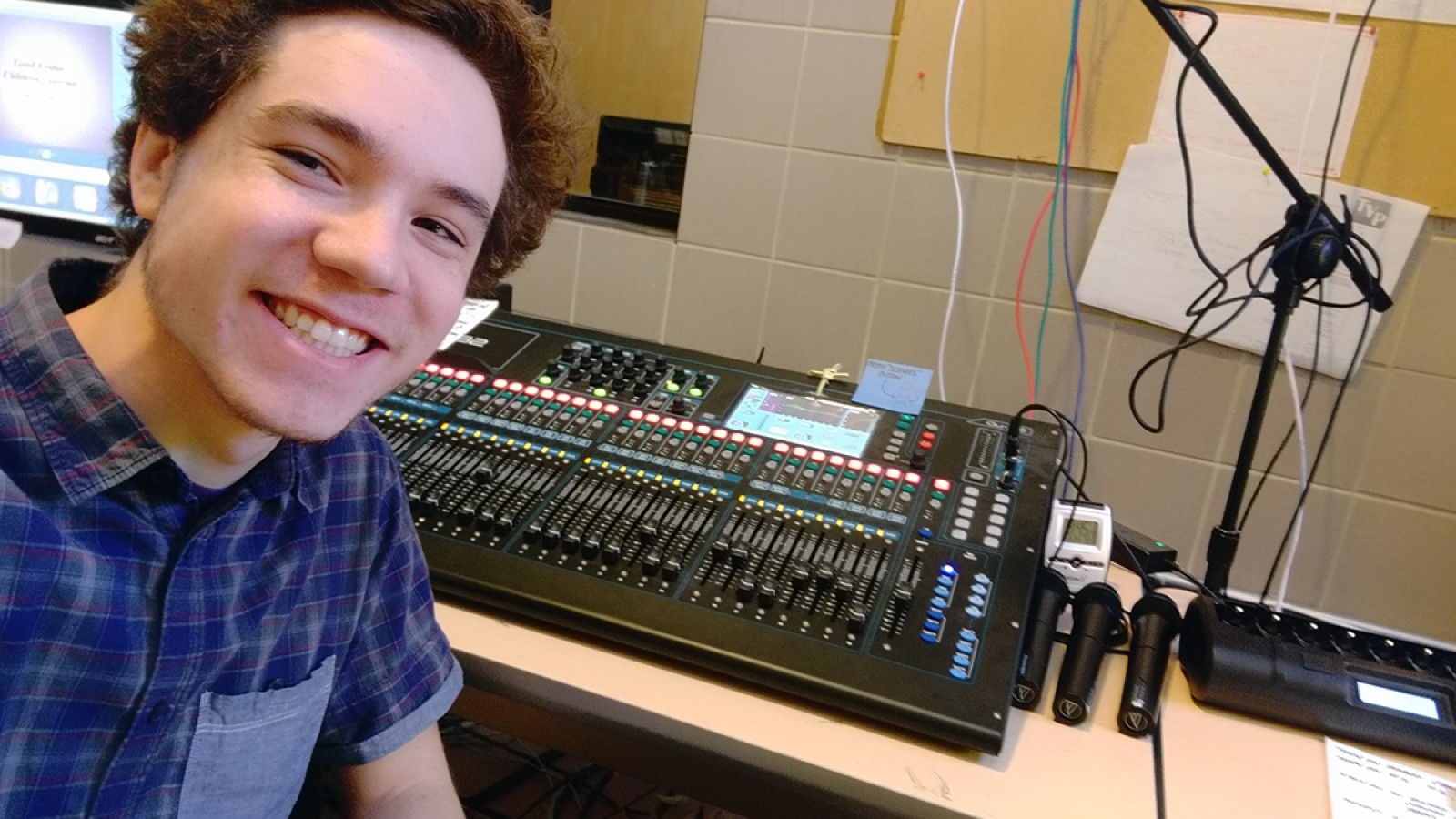 Josh at the sound studio 