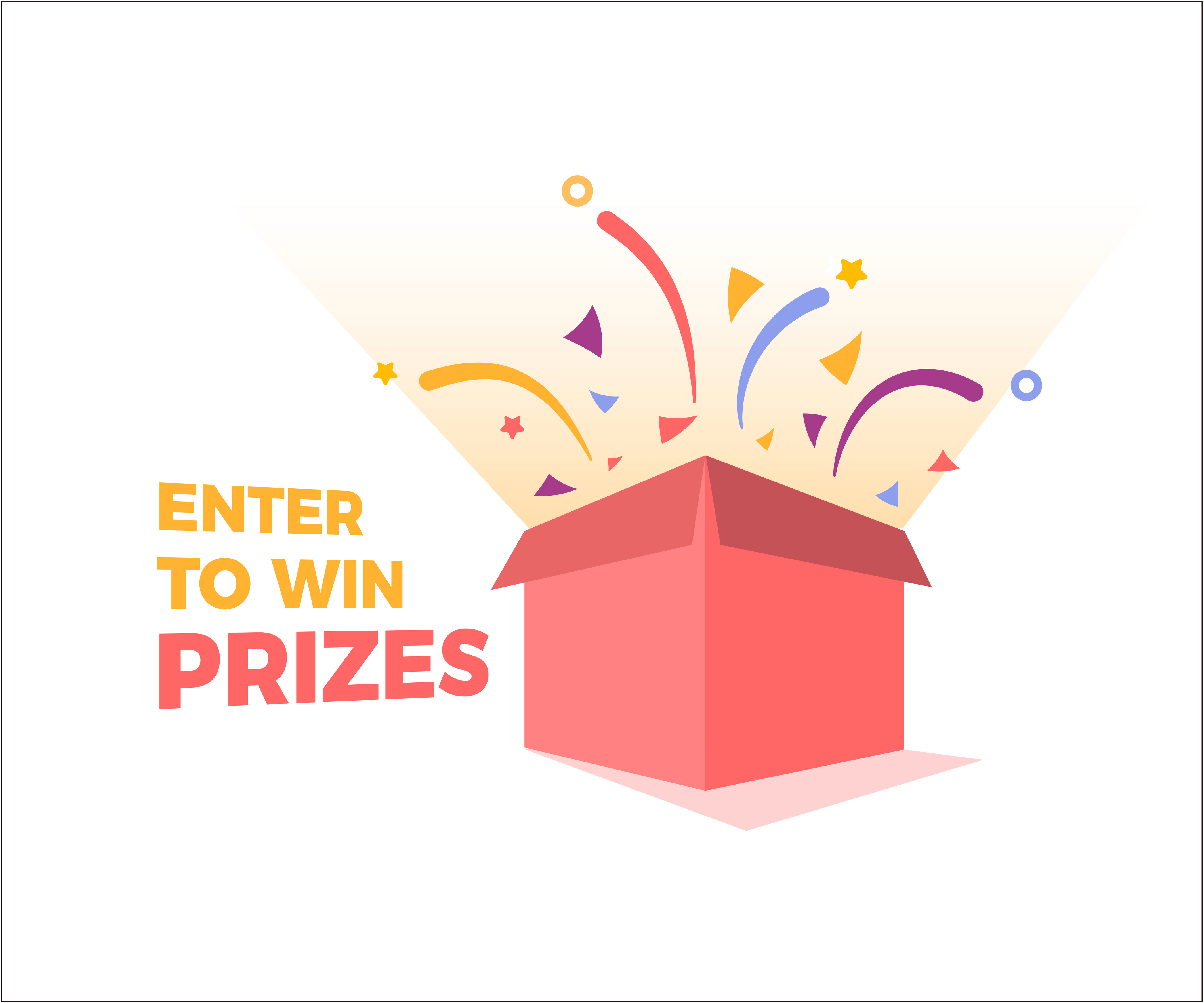 Graphic design saying "Enter to win prizes"