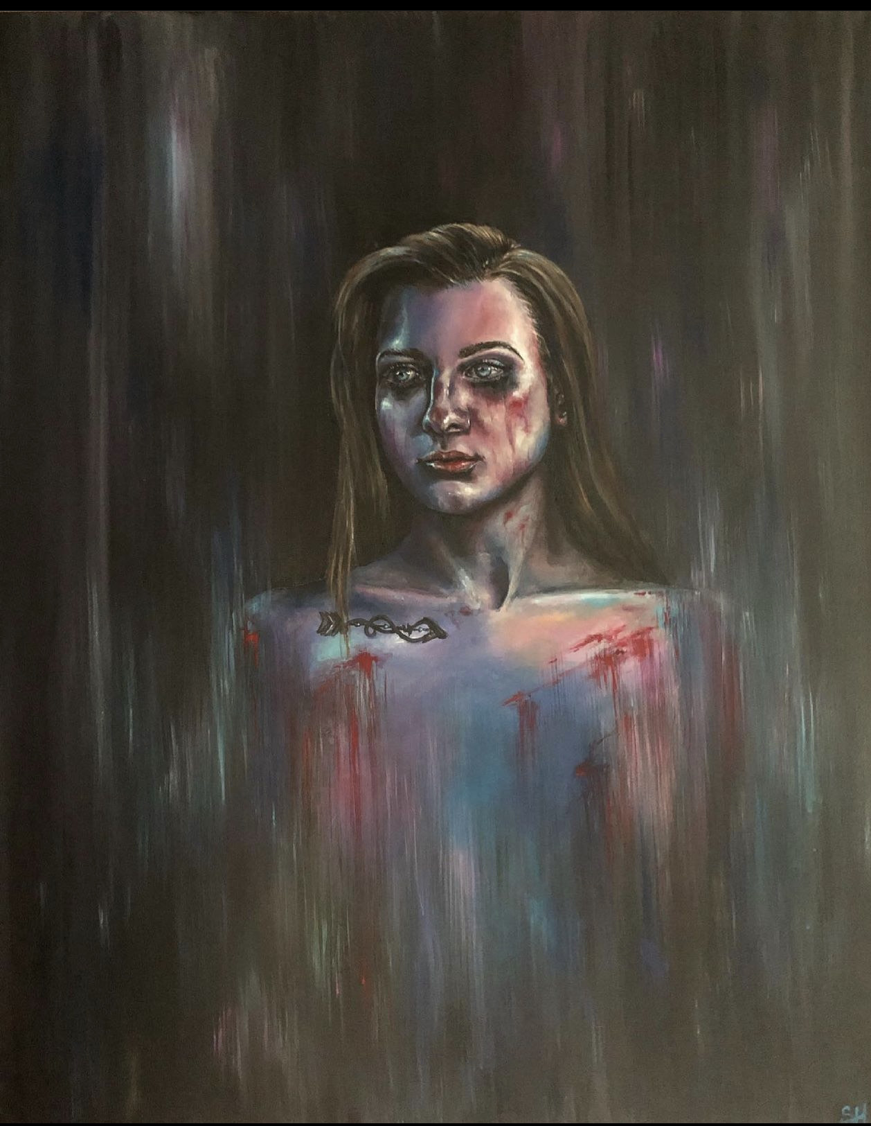 Self-portrait by Sarah Heil portraying resilience, vulnerability and overcoming trauma. 