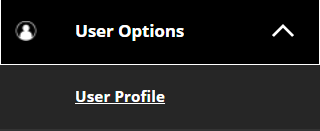 User profile drop down menu.