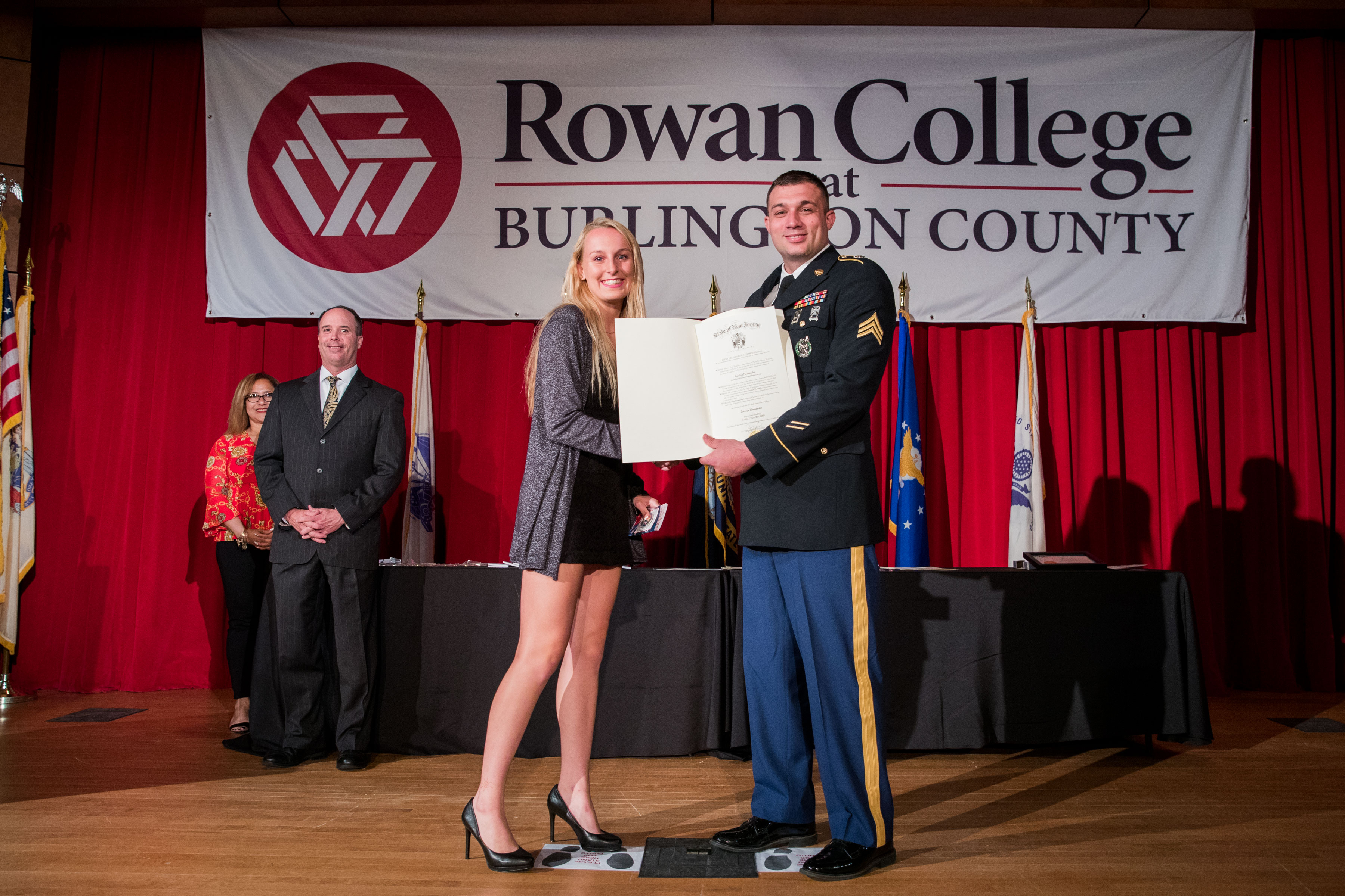 military student accepting award