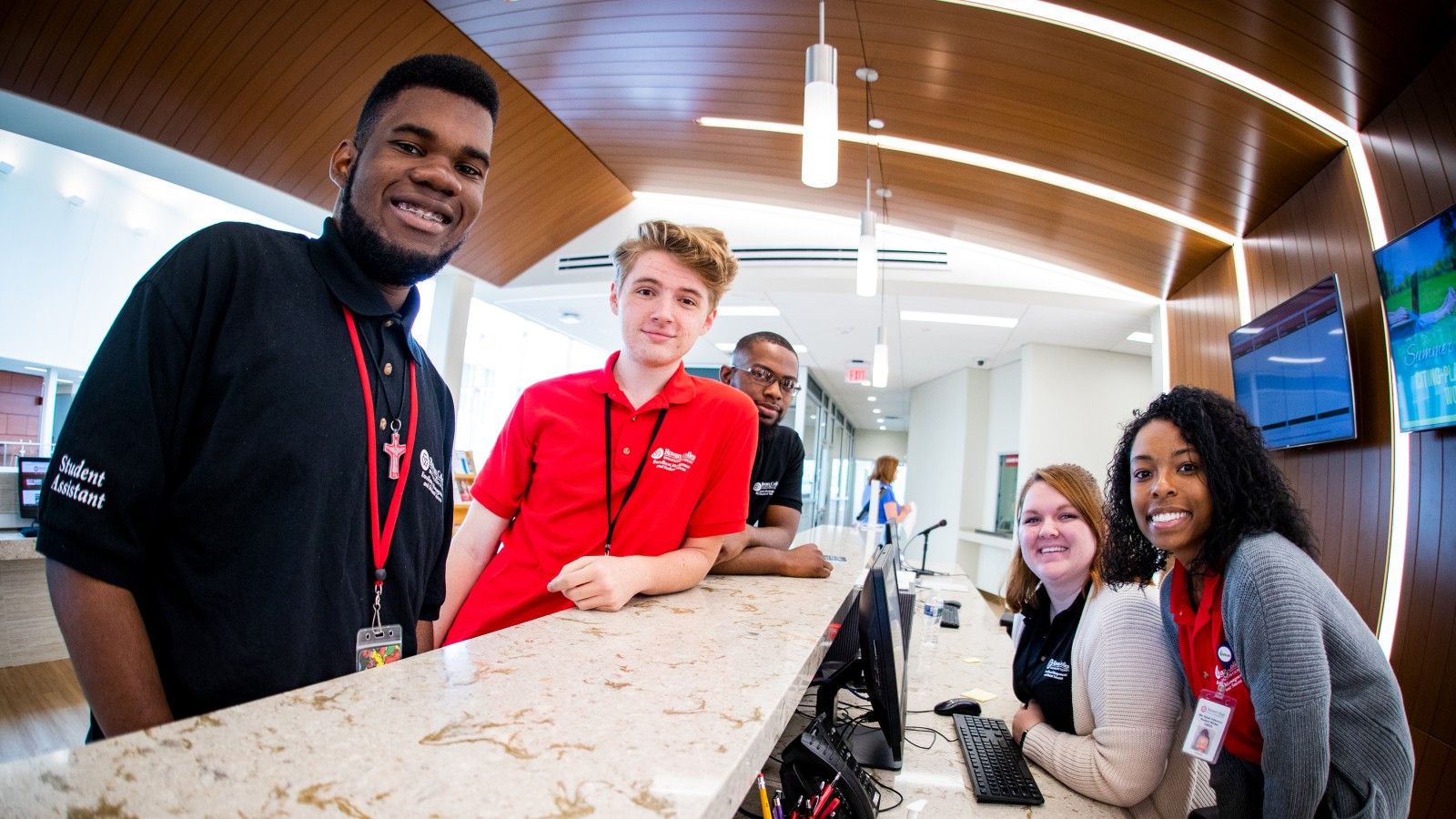student workers at help desk 