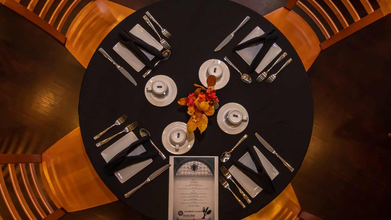 Table setting in the culinary restaurant