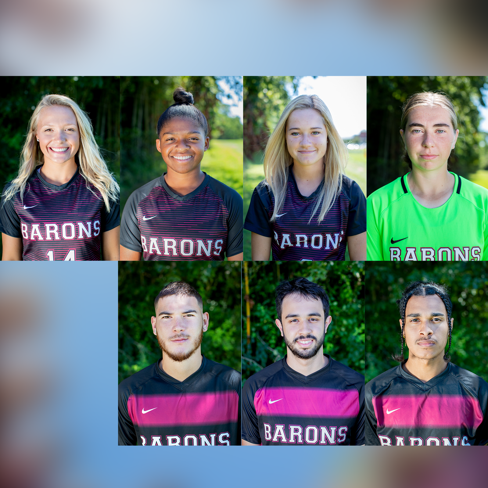 Headshots of the featured soccer players