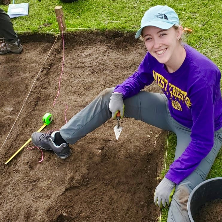 Kristen Laporte on an archaeological dig 